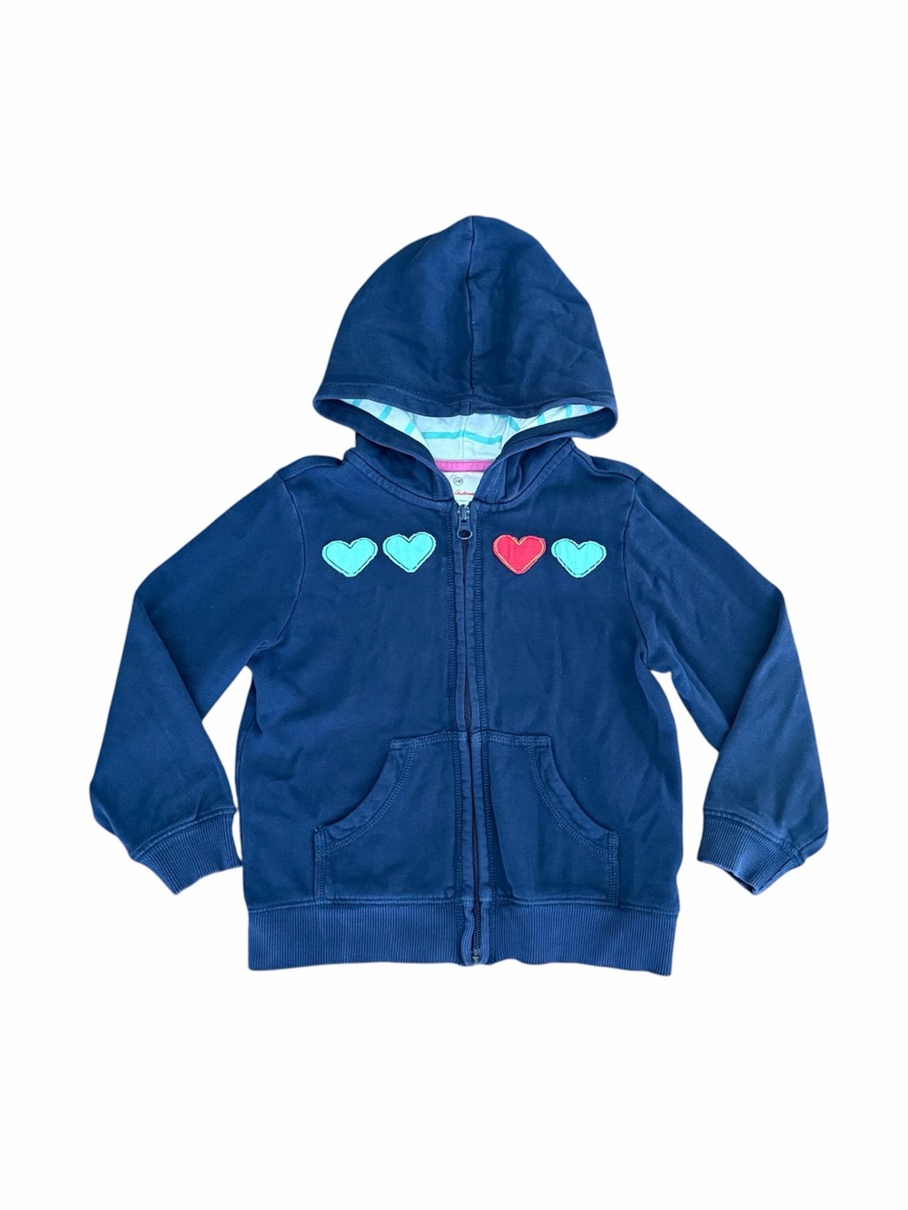 Hanna Andersson (100|4y) Zip-Up Hoodie with Heart Appliqués